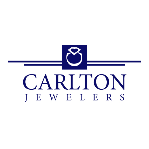 A Navy Blue Carlton Jewelers Logo depicting a diamond ring made with a stylized letter c for the band, and with a heart in the diamond.