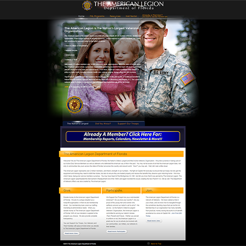 screenshot of floridalegion.org public site circa 2013..