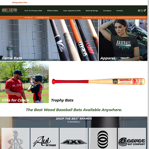screenshot of www.thewoodbatfactory.com