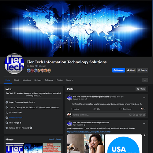 screenshot of TeirTech's Facebook Page.